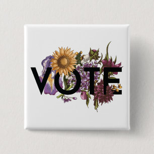 zonnebloemen Elegant Feminine Go Vote Vierkante Button 5,1 Cm