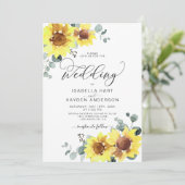 Zonnebloemen Elegant Herfst Rustic Floral Wedding Kaart (Staand voorkant)