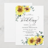 Zonnebloemen Elegant Herfst Rustic Floral Wedding Kaart (Voorkant / Achterkant)