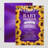 Zonnebloemen Elegant Paars Baby shower Kaart (Voorkant / Achterkant)