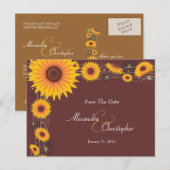 Zonnebloemen Elegant Save the Date Aankondiging (Voorkant / Achterkant)