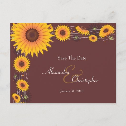 Zonnebloemen Elegant Save the Date Aankondiging (Voorkant)