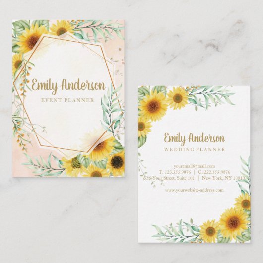 Zonnebloemen elegant traditioneel Visitekaartje (Voorkant / Achterkant)