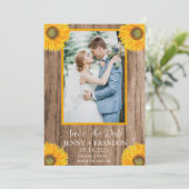 Zonnebloemen Elegante moderne rustieke bloemen fot Save The Date (Staand voorkant)