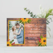 Zonnebloemen Elegante rustieke gele bloemen foto Save The Date (Staand voorkant)