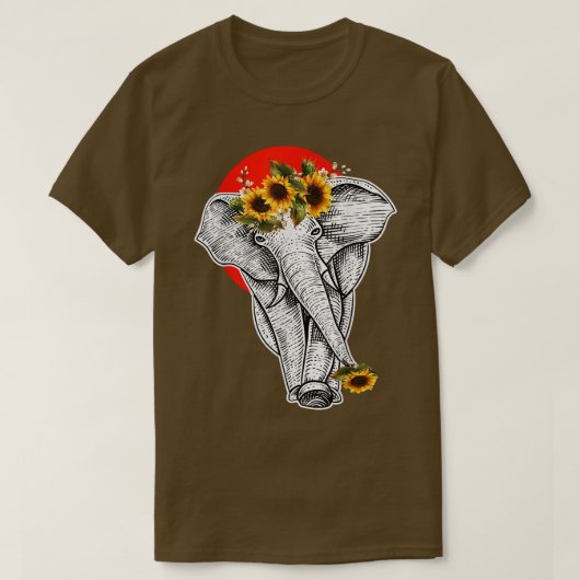Zonnebloemen Elephant Aesthetisch Grafisch T-shirt (Design voorkant)