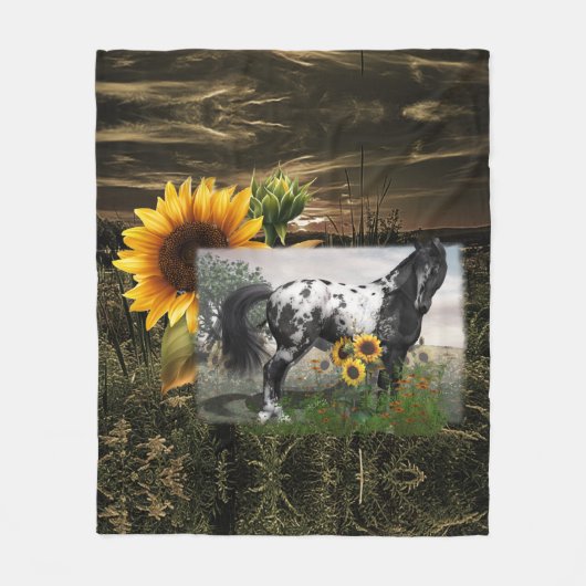 Zonnebloemen en Appaloosa paard Fleece Deken (Voorkant)