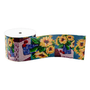 Zonnebloemen en appels grosgrain lint