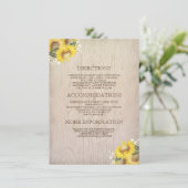 Zonnebloemen en baby's adem rustieke informatie informatiekaartje (Staand voorkant)