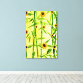 Zonnebloemen en bamboe canvas afdruk (Insitu (Houten vloer))