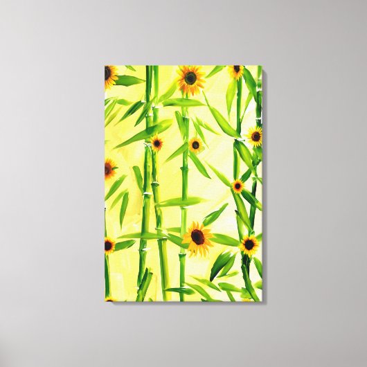 Zonnebloemen en bamboe canvas afdruk (Voorkant)