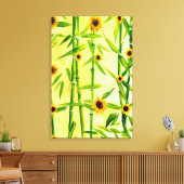 Zonnebloemen en bamboe canvas afdruk (Insitu (Woonkamer))