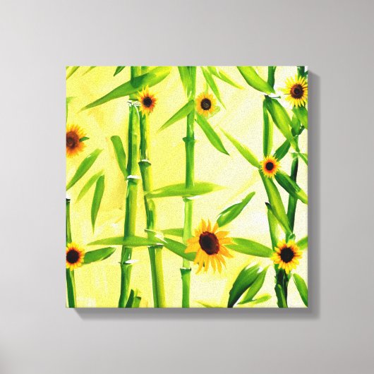 Zonnebloemen en bamboe canvas afdruk (Voorkant)