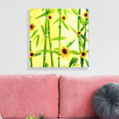 Zonnebloemen en bamboe canvas afdruk (Insitu (Woonkamer))