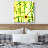 Zonnebloemen en bamboe canvas afdruk (Insitu (Slaapkamer))