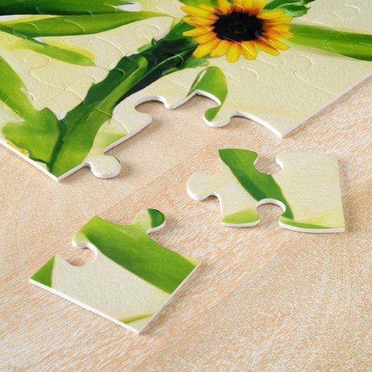 Zonnebloemen en bamboe legpuzzel (Zijkant)