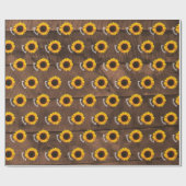 Zonnebloemen en Barnwood Gepersonaliseerd Cadeaupapier (Vlak)