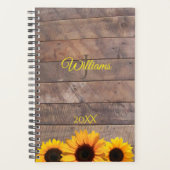 Zonnebloemen en Barnwood Gepersonaliseerde Monogra Planner (Voorkant)