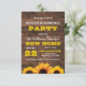 Zonnebloemen en Barnwood Housewarming Invitation Kaart (Staand voorkant)