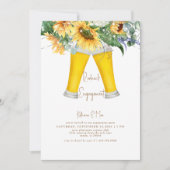 Zonnebloemen en bier verlovingsfeest kaart (Voorkant)