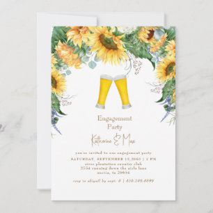 Zonnebloemen en bier verlovingsfeestje II Kaart