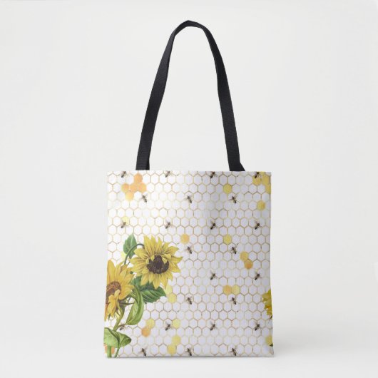 Zonnebloemen en Bij Tote Bag (Voorkant)