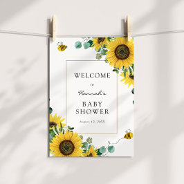 Zonnebloemen en Bijen Baby Shower Welkomstbord Poster