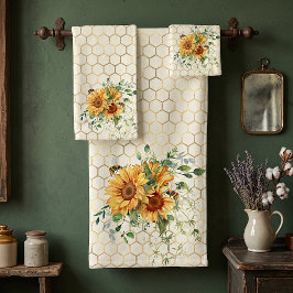 Zonnebloemen en bijen bad handdoek