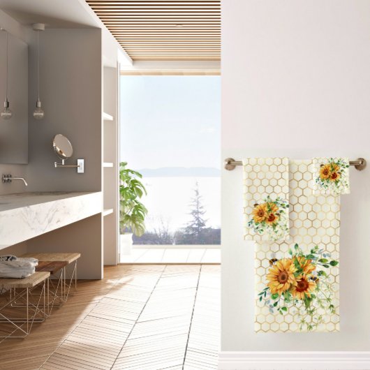 Zonnebloemen en bijen bad handdoek