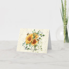 Zonnebloemen en bijen bedankkaart