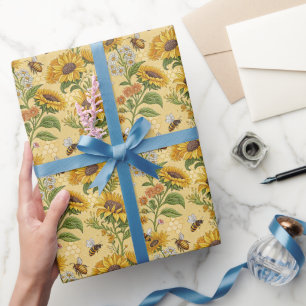 Zonnebloemen en Bijen  Cadeaupapier