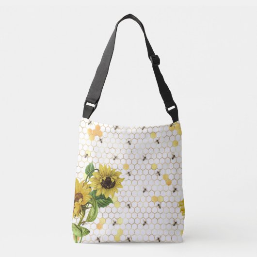 zonnebloemen en bijen crossbody tas (Voorkant)