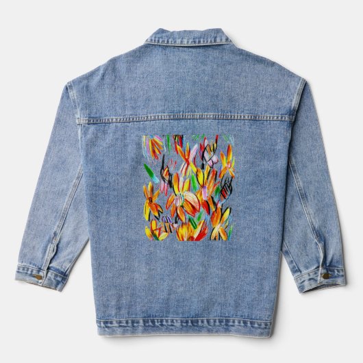 Zonnebloemen en bijen denim jacket (Achterkant)