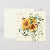 Zonnebloemen en bijen feestdagenkaart (Voorkant / Achterkant)