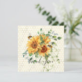 Zonnebloemen en bijen feestdagenkaart (Staand voorkant)