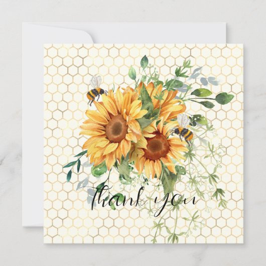 Zonnebloemen en bijen feestdagenkaart (Voorkant)