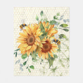 Zonnebloemen en bijen fleece deken (Voorkant)