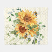 Zonnebloemen en bijen fleece deken (Voorkant (Horizontaal))