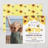 Zonnebloemen en bijen Foteo 1e verjaardag Kaart (Voorkant / Achterkant)