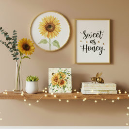 Zonnebloemen en bijen fotoplaat