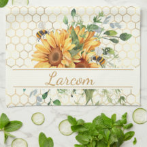 Zonnebloemen en bijen gepersonaliseerd