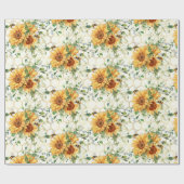 Zonnebloemen en bijen inpakpapier (Vlak)