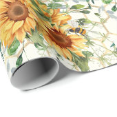 Zonnebloemen en bijen inpakpapier (Rol Hoek)