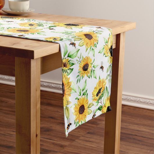 Zonnebloemen en bijen korte tafelloper (Voorbeeld)