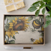 Zonnebloemen en bijen lijn script tissuepapier (Geschenk)