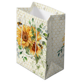 Zonnebloemen en bijen medium cadeauzakje