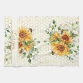 Zonnebloemen en bijen op maat theedoek (Horizontaal)