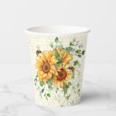 Zonnebloemen en bijen papieren bekers (Voorkant)