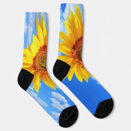 Zonnebloemen en bijen Socks Blue Sky Sokken (Rechts)