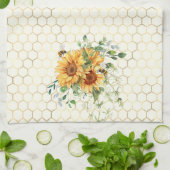 Zonnebloemen en bijen theedoek (Gevouwen)
